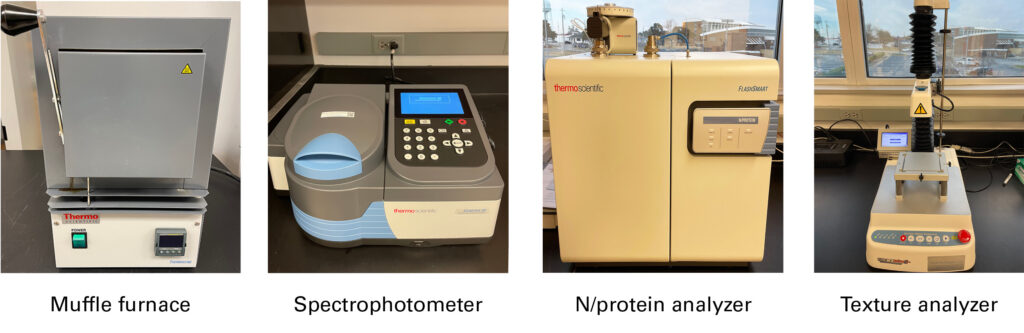 Four photos of laboratory equipment